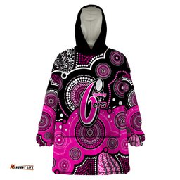 custom text and number sixers bbl wearable blanket hoodie aboriginal patterns black version