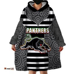 nrl panthers wearable blanket hoodie mix dot aboriginal black version