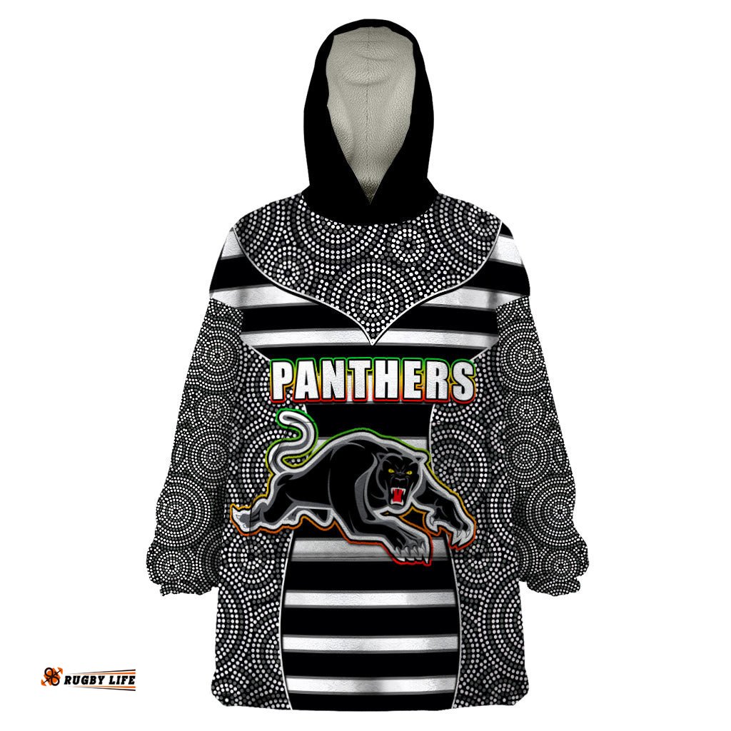 nrl panthers wearable blanket hoodie mix dot aboriginal black version
