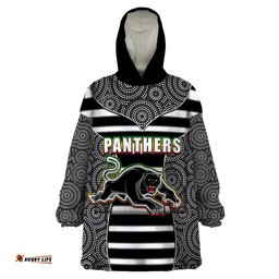nrl panthers wearable blanket hoodie mix dot aboriginal black version