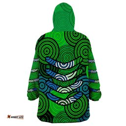 boomerang aboriginal dot patterns wearable blanket hoodie green style