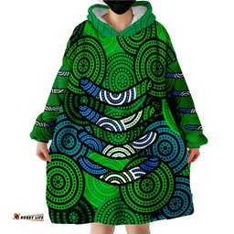 boomerang aboriginal dot patterns wearable blanket hoodie green style