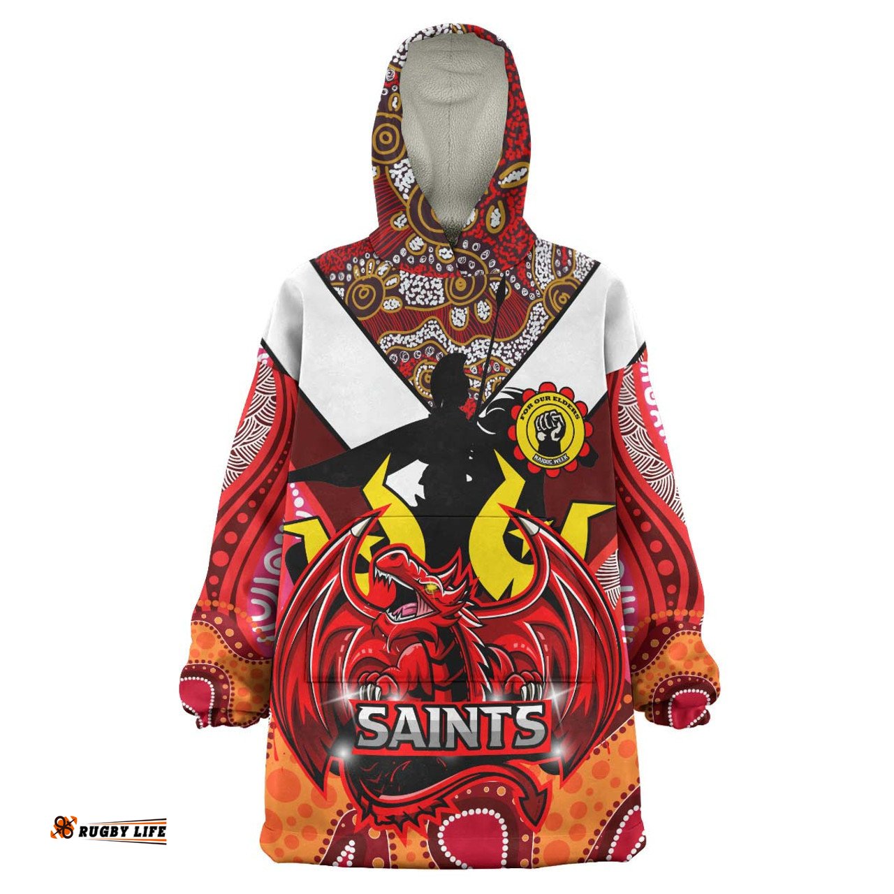 St. George Illawarra Dragons Naidoc Snug Hoodie - Aboriginal Inspired Oodie Blanket