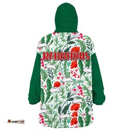 rabbitohs poppy flowers field wearable blanket hoodie