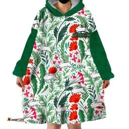 rabbitohs poppy flowers field wearable blanket hoodie