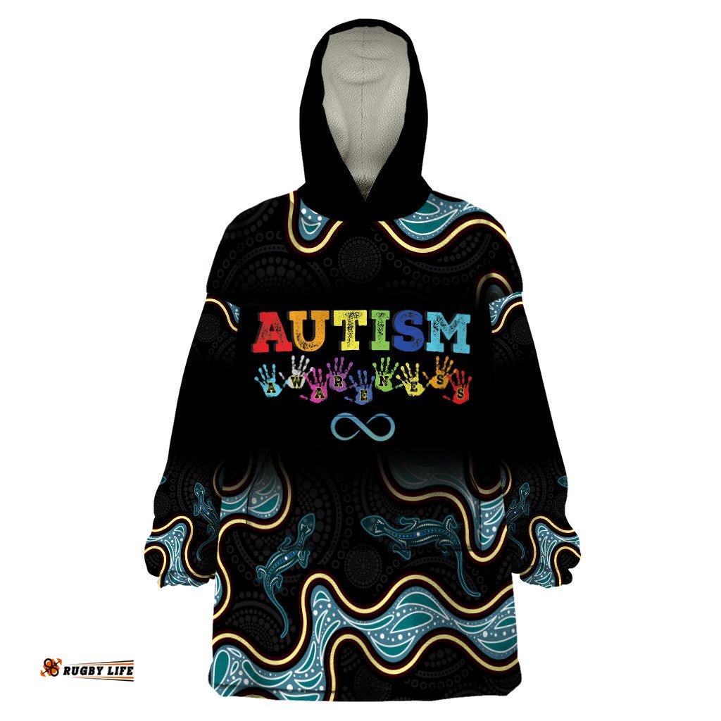australia autism awareness 4 april aboriginal lizard wearable blanket hoodie