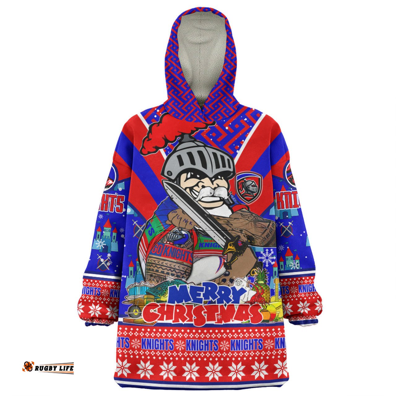 Newcastle Knights Christmas Custom Snug Hoodie - Newcastle Knights Santa Aussie Big Things Snug Hoodie