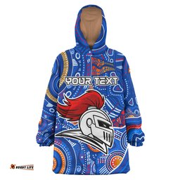 kinghts rugby snug hoodie custom indigenous knights footprint blue oodie blanket