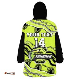 custom text and number thunder cricket wearable blanket hoodie sydney aboriginal painting