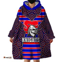 nrl knights wearable blanket hoodie mix dot aboriginal