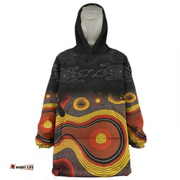 Australia Aboriginal Custom Snug Hoodie - Dreaming Trees And Goanna In Dot Pattern Snug Hoodie