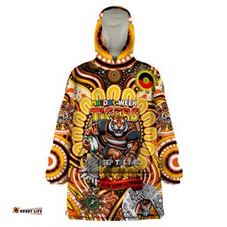 custom naidoc week 2024 tigers wearable blanket hoodie mascot rugby dt02