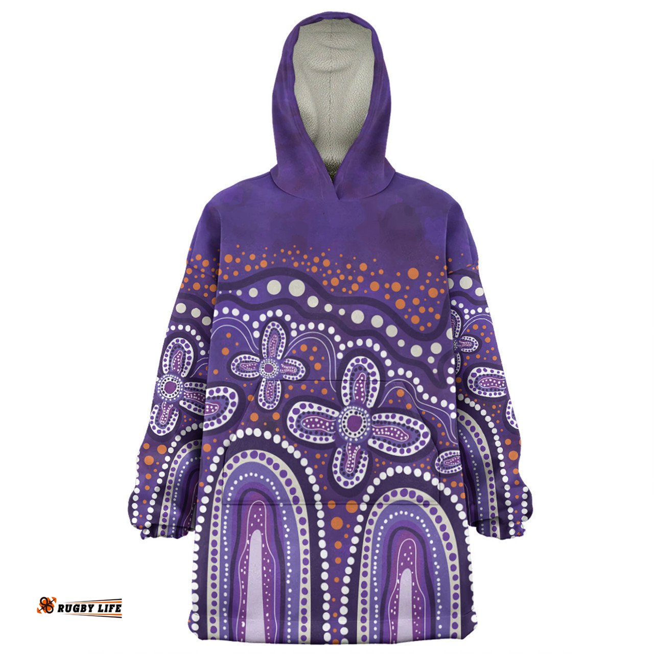 Australia Aboriginal Snug Hoodie - Dot painting illustration in Aboriginal style Purple Snug Hoodie