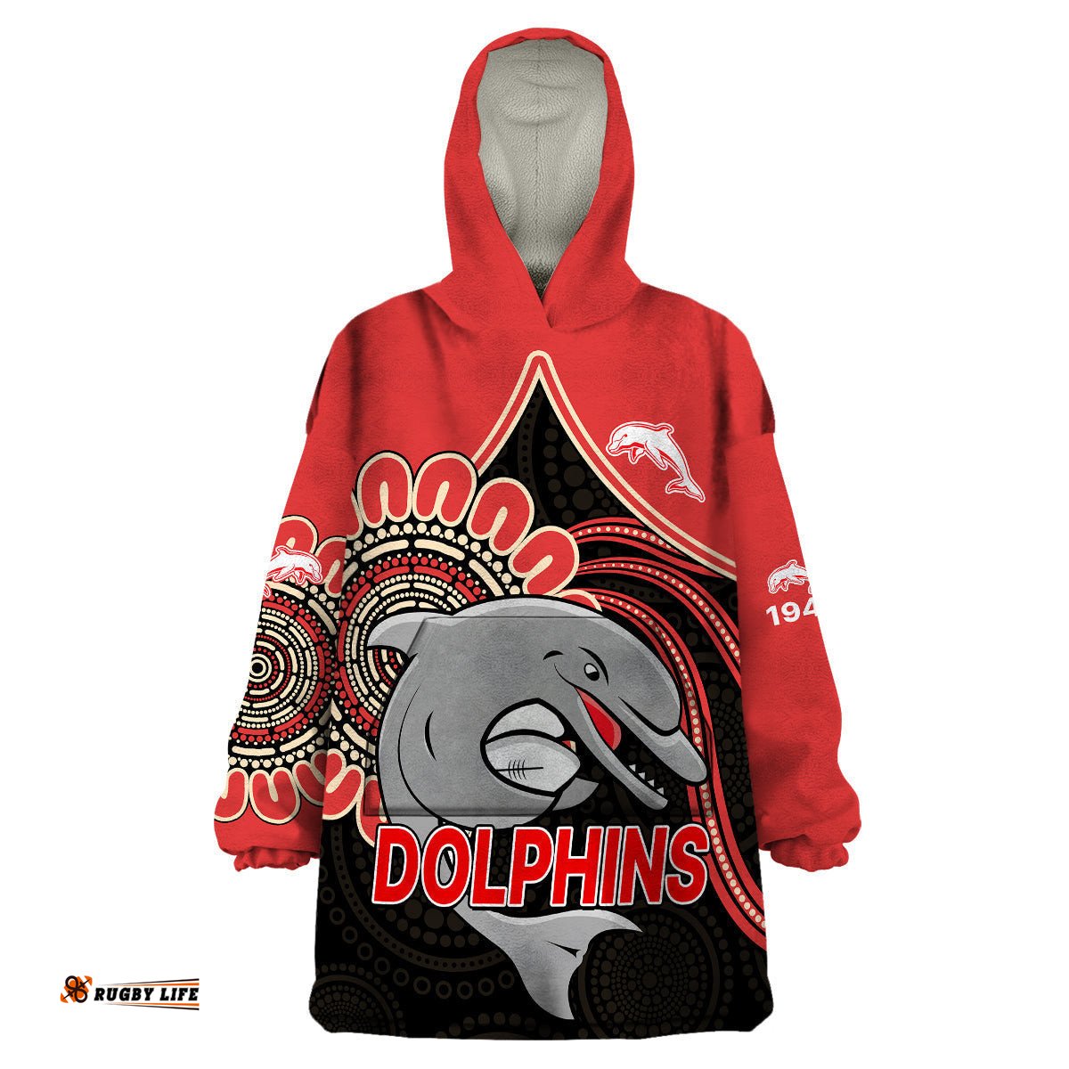 nrl redcliffe dolphins wearable blanket hoodie