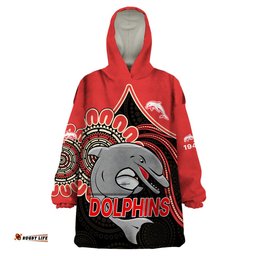 nrl redcliffe dolphins wearable blanket hoodie