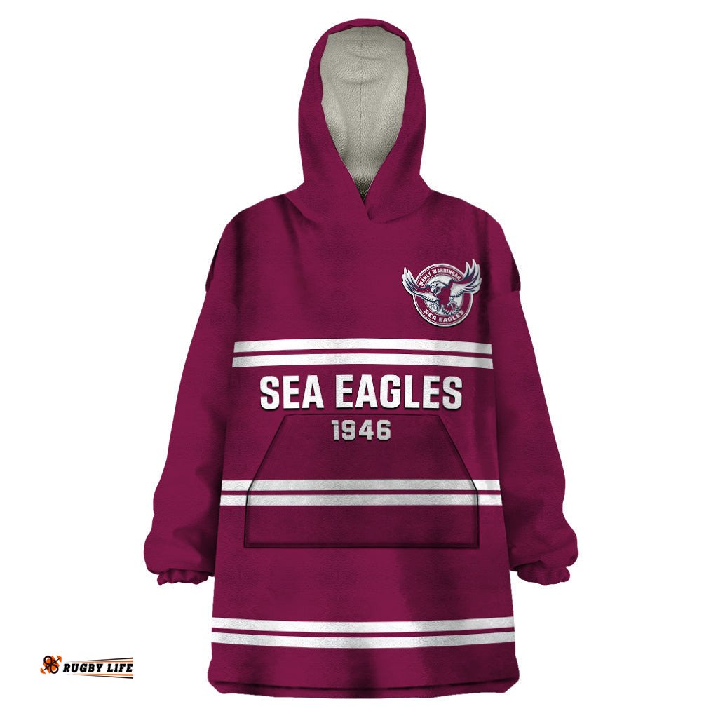 sea eagles rugby wearable blanket hoodie manly warringah maroon sporty style