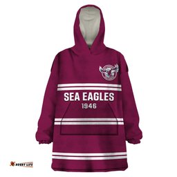 sea eagles rugby wearable blanket hoodie manly warringah maroon sporty style