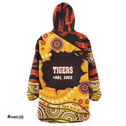 tigers rugby snug hoodie custom west tigers aboriginal style with tiger stripes patterns oodie blanket