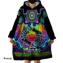 personalised australia pisces platypus zodiac wearable blanket hoodie auz astrology aboriginal rainbow