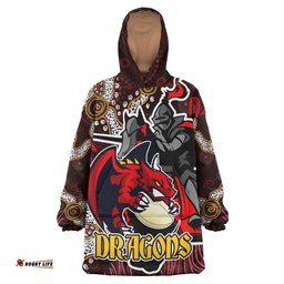 stgeorge rugby snug hoodie custom dragons with rugby ball and knight contemporary style of aboriginal oodie blanket