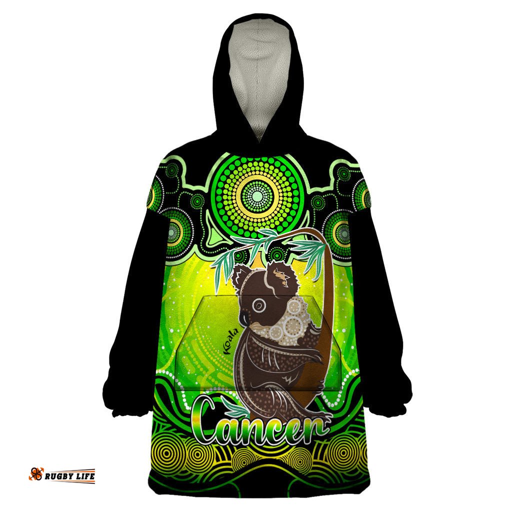 personalised australia cancer koala zodiac wearable blanket hoodie auz astrology aboriginal green