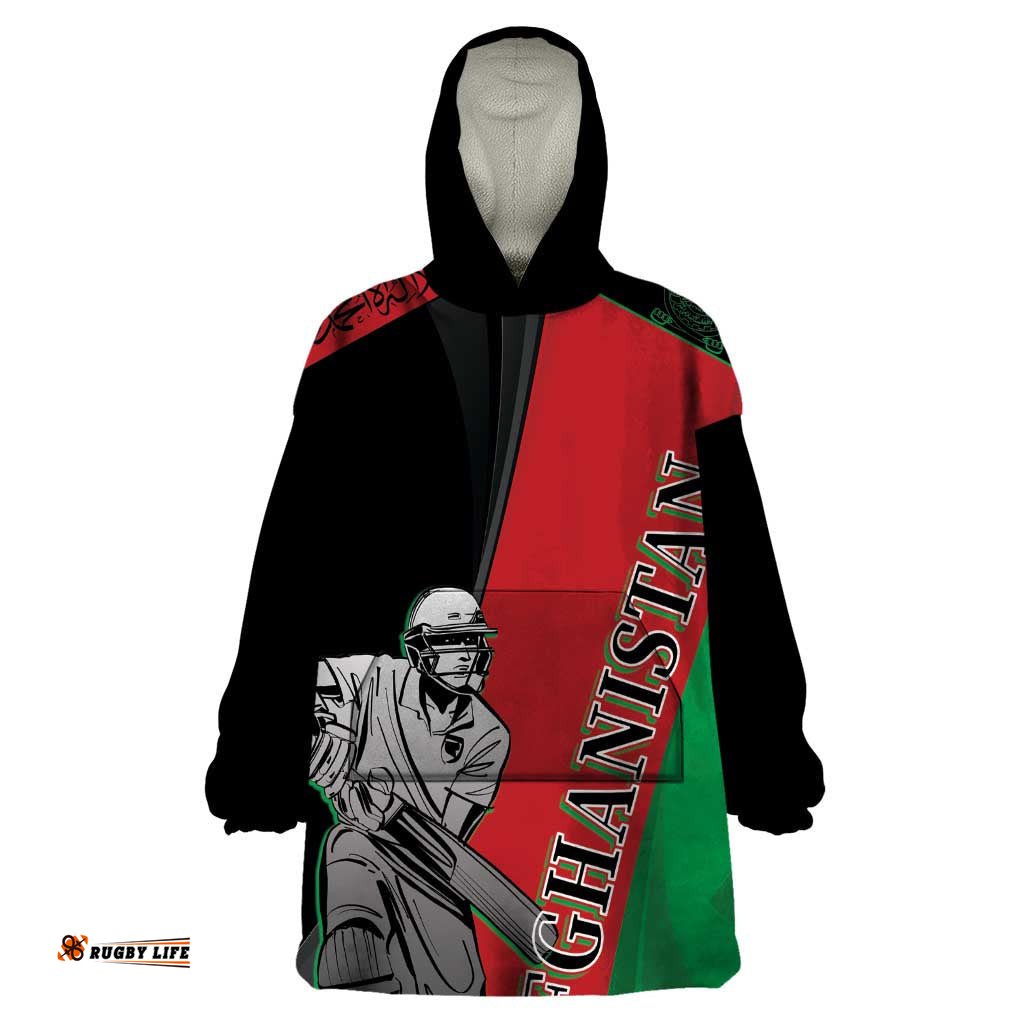 custom afghanistan cricket wearable blanket hoodie sporty version