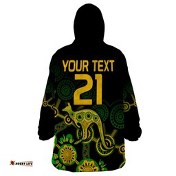 custom text and number australia soccer wearable blanket hoodie matildas world cup with kangaroo