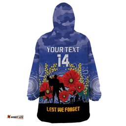 custom kangaroos football anzac wearable blanket hoodie gallipoli camouflage with poppies