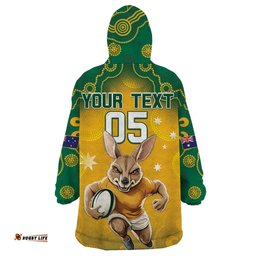 custom australia rugby 2024 wearable blanket hoodie go wallabies aboriginal pattern lt05
