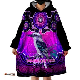 personalised australia sagittarius kookaburra zodiac wearable blanket hoodie auz astrology aboriginal magenta
