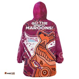 queensland rugby league team snug hoodie queensland maroons kangaroo state of origin dot art painting splash oodie blanket