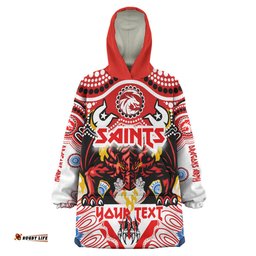 St. George Illawarra Dragons Indigenous Custom Snug Hoodie - The RED V With Indigenous Culture Oodie