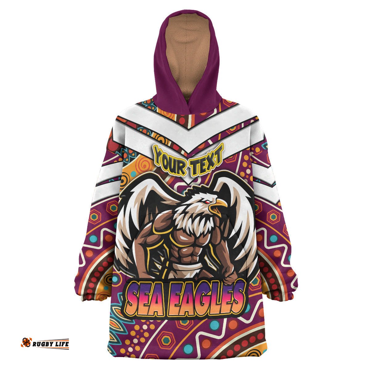 sea eagles rugby snug hoodie custom eagle strong with aboriginal patterns oodie blanket