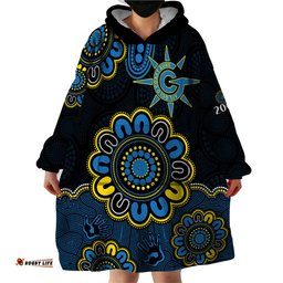 afl gold coast suns 2009 aboriginal blue style wearable blanket hoodie