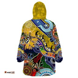 custom naidoc week 2024 richmond tiger wearable blanket hoodie australia aboriginal dot painting dt02