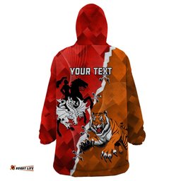 personalised dragons and tigers rugby wearable blanket hoodie sporty style