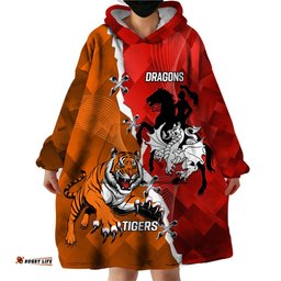 personalised dragons and tigers rugby wearable blanket hoodie sporty style