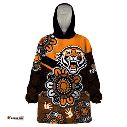 custom personalised nrl wests tigers rugby founded 1999 aboriginal wearable blanket hoodie