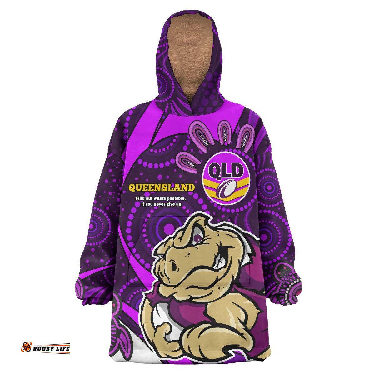 queensland rugby league team snug hoodie queensland qld quotes with cane toad state of origin aboriginal oodie blanket