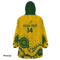 custom australia rugby wearable blanket hoodie go wallaroos 2024 pacific aboriginal art