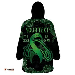 green kangaroo ribbon aboriginal personalised wearable blanket hoodie depression awareness