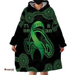 green kangaroo ribbon aboriginal personalised wearable blanket hoodie depression awareness