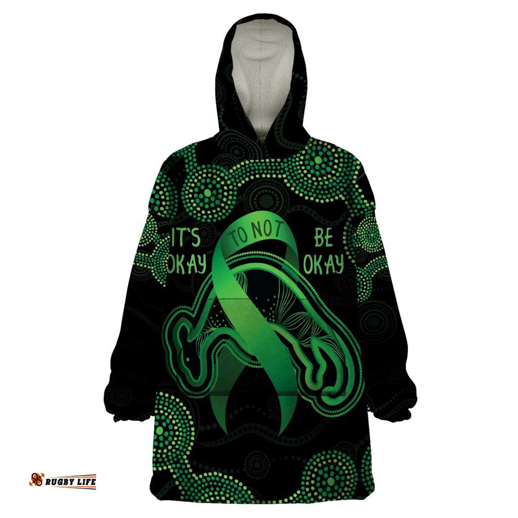 green kangaroo ribbon aboriginal personalised wearable blanket hoodie depression awareness