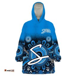 custom text and number adelaide strikers wearable blanket hoodie aboriginal sunshine