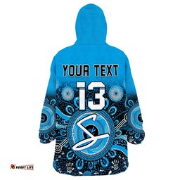 custom text and number adelaide strikers wearable blanket hoodie aboriginal sunshine