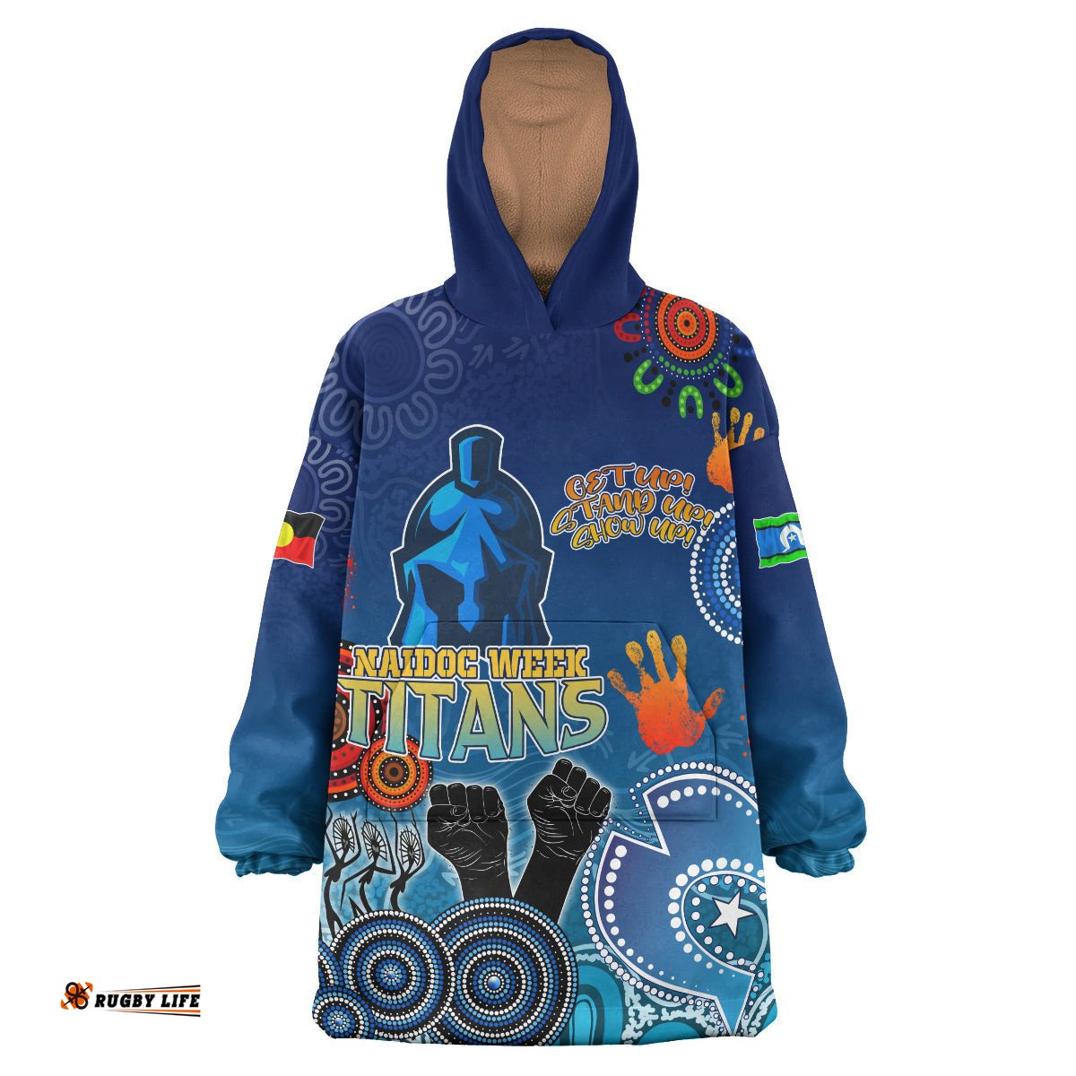 titans rugby naidoc snug hoodie custom get up stand up show up indigenous naidoc titans oodie blanket