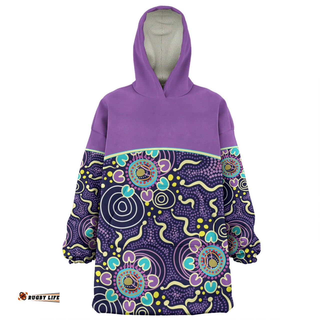 Australia Aboriginal Custom Snug Hoodie - Purple Painting With Aboriginal Inspired Dot Snug Hoodie
