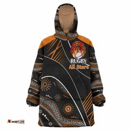 all stars rugby snug hoodie custom anzac rugby ball in fire oodie blanket