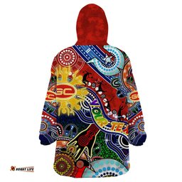 custom naidoc week 2024 gold coast suns wearable blanket hoodie australia aboriginal dot painting dt02