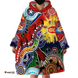 custom naidoc week 2024 gold coast suns wearable blanket hoodie australia aboriginal dot painting dt02